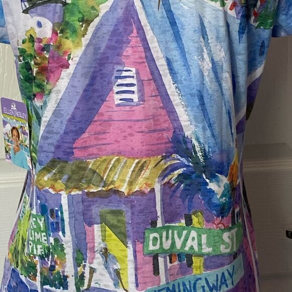 ELLEN NEGLEY Womens Small Printed Summer Top - Picture 4 of 8